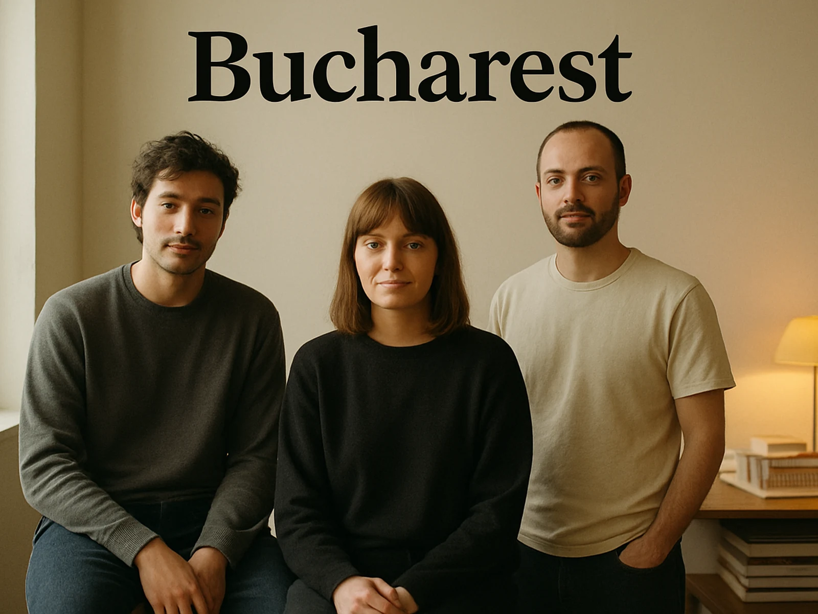 The three-person studio team in Bucharest